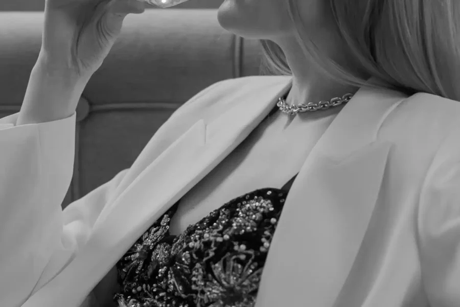 luxury marketing with girl drinking champagne