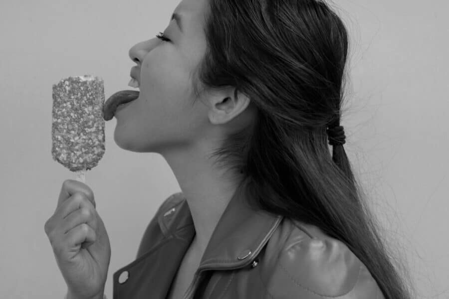 branding case study girl is licking an ice cream