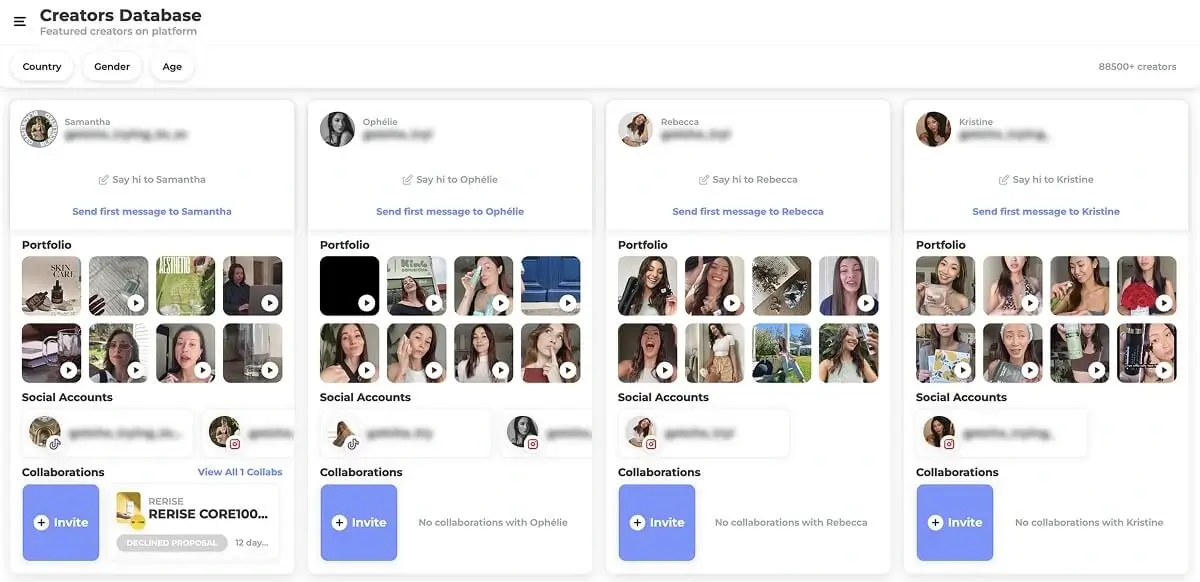 UGC creator database