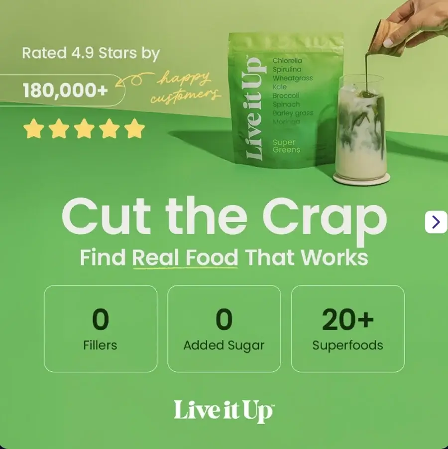 Supplement Marketing 2026: What 500 Top Ads Reveal 25 Live it up ad